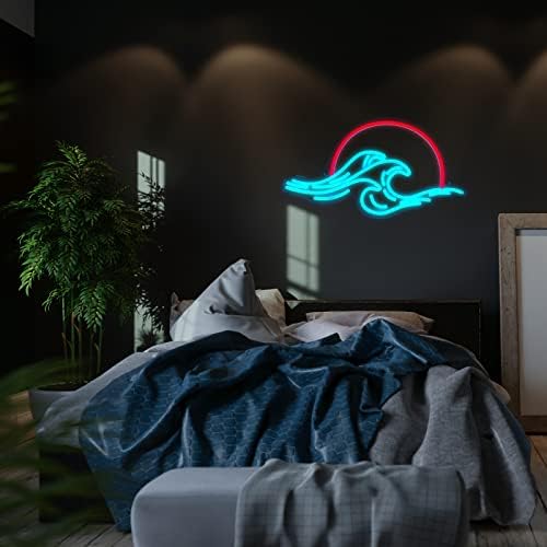 Dleouly Sunset Neon Sign for Wall Decor, Wave Sign LED Light Sign for Bedroom - Image 6