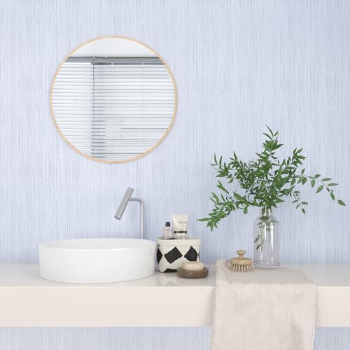 Textured Bluish White Grasscloth Peel and Stick Wallpaper Removable Faux Grass - Image 2