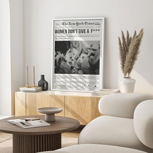 Vintage Black And White Wall Art 16x20in White Framed Trendy Girly Newspaper - Image 5