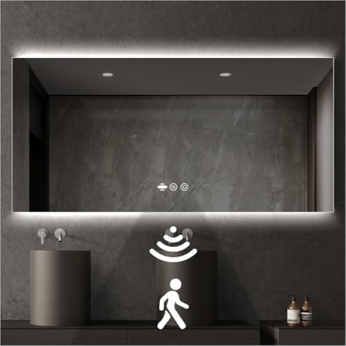 66 in. W x 36 in. H Large LED Bathroom Mirror, Top & Bottom Backlit by nolsia