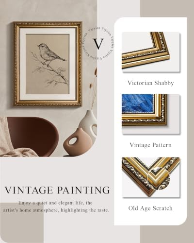 VIYYIEA Vintage Gold Framed Bird Wall Art - Image 2