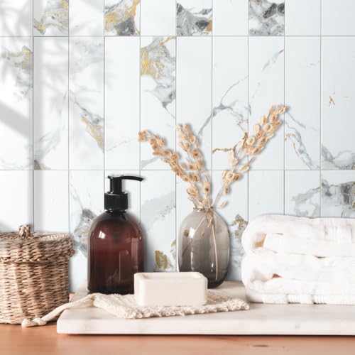 AULIGET 4-Piece Polished White Marble - Image 5