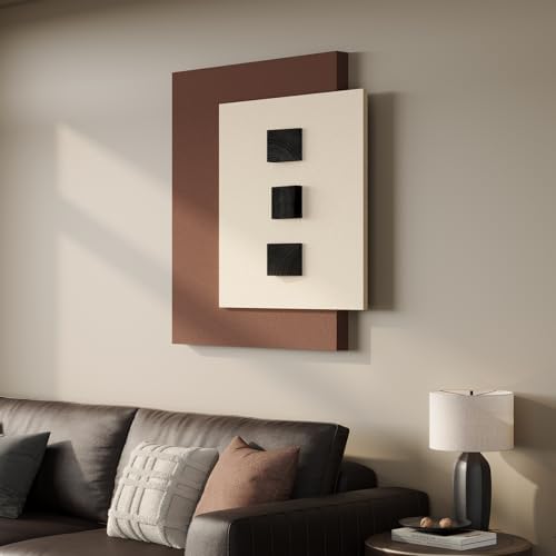 3D Modern Abstract Wall Art for Living Room, Wood Textured Artwork for Wall - Image 2