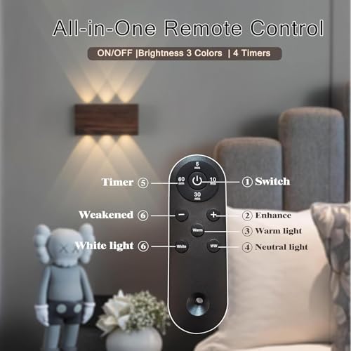 Shelprojsu LED Cordless Wall Sconce, 5200mAh Rechargeable Battery Operated Wall - Image 4