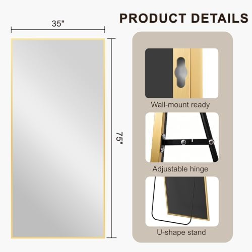 FICTOR Full Length Mirror with Stand, Floor Standing Mirror - Image 6