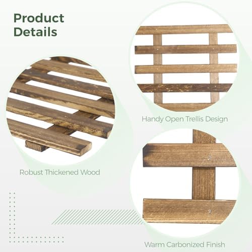 2 Pcs Wall Planter Holders, 11.8 x 35.4 Solid Wood Hanging Plant Trellis - Image 3