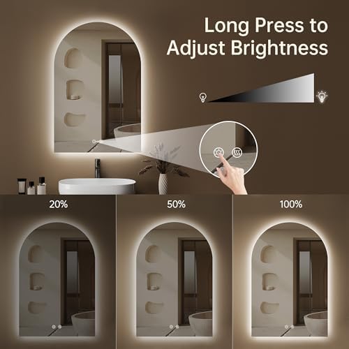 20"x30" Arched LED Lighted Bathroom Mirror - Image 5
