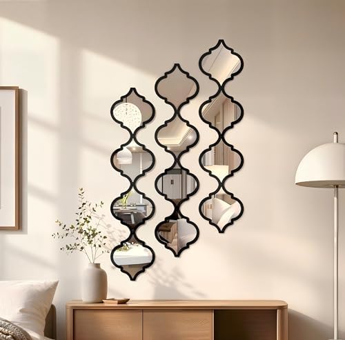 12Pcs Black Acrylic Mirrors for Wall Decor by ZYApril