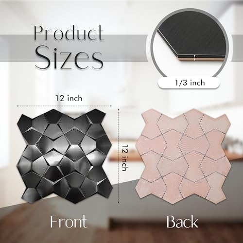 Blujellyfish Black 3D Wall Tile Long Hexagon Tiles - Image 3