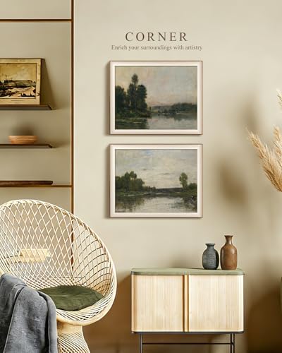 VIYYIEA Framed Vintage River Landscape Moody Wall Art Set, 16×20 Inch - Image 4