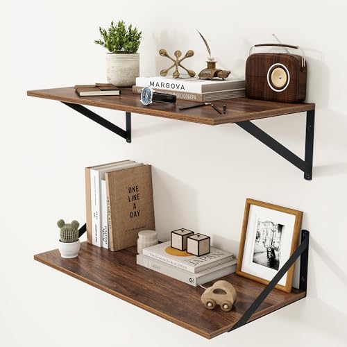 Heimlove 24W x 12D Deep Floating Shelves Set of 2 Walnut by Heimlove