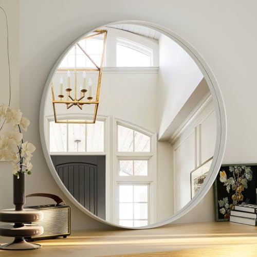 VooBang Round Bathroom Mirror 30 inch, Modern Round Bathroom Vanity Mirror by VooBang