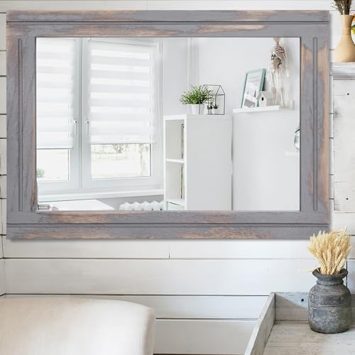 AAZZKANG Wood Framed Mirror Rectangular Rustic Wall Mirrors Decorative Large - Image 5