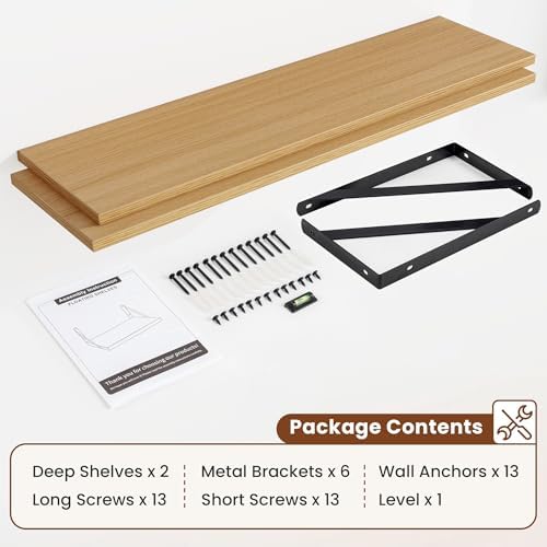 Deep Wall Shelves 55"W x 12"D Engineered Wood Floating Shelves - Image 5