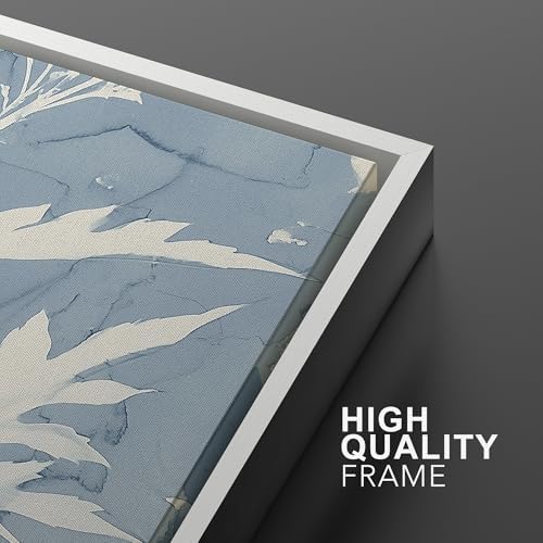 MUDECOR Framed Canvas Print Wall Art Blue Botanical Silhouette Soft Blue - Image 6