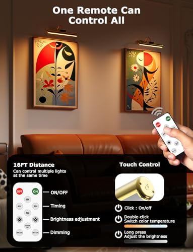 13" Wireless Picture Lights for Wall, Rechargeable Art Light - Image 3
