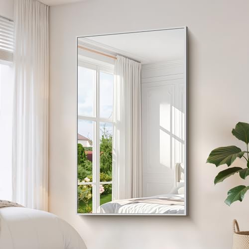 YIROMAN Bathroom Mirror 60"x36", Large Brushed Silver Bathroom Mirror - Image 4