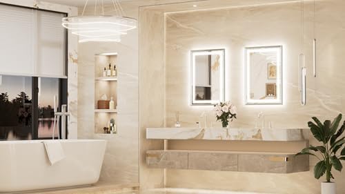 Keonjinn 22x30 Inch Nickel LED Bathroom Mirror - Image 3