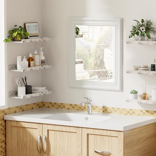 upsimples Floating Shelves for Wall Decor Storage Rustic White - Image 6