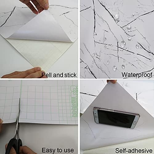 TOTIO White Marble Peel Stick Self-Adhesive Wallpaper, 21.5 sq ft, Waterproof - Image 6