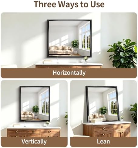 Bathroom Mirror, 36 x 30 inch Brushed Black Rectangle Mirror, 0.6" Thickened - Image 6