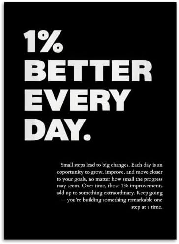 1% Better Every Day Motivational Canvas Wall Art, Growth Mindset Inspirational by Handmade