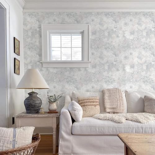 Heroad Floral Peel and Stick Wallpaper Vintage Grey/Pink Contact Paper - Image 5