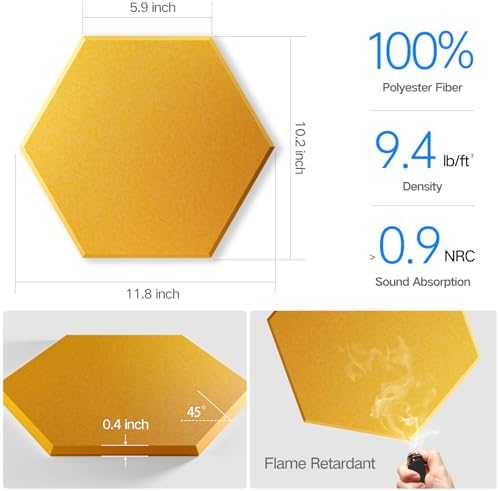 8 Pack Self-adhesive Acoustic Panels 12" X 10" X 0.4" -Sound Proof Foam Panels - Image 3