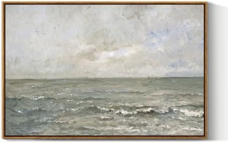 VIYYIEA Ocean Landscape Large Framed Wall Art, Seascape Vintage Paintings Art by VIYYIEAART