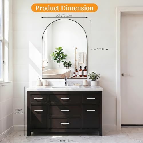 Sweetcrispy 30"x40" Arched Bathroom Mirror, Bathroom Mirrors - Image 2