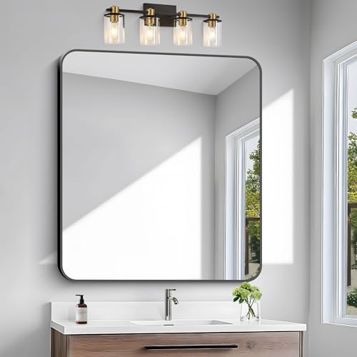 BONEWEI 36x40 inch Bathroom Mirror, Wall Mounted Bathroom Frame Vanity Mirror - Image 3