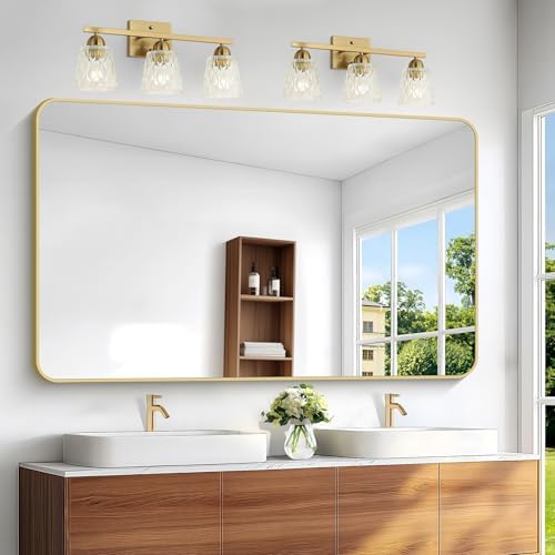 BONEWEI Gold Bathroom Mirror, 60x36 inch Wall Mirror by BONEWEI