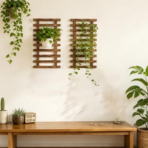 Pack of 2 Vertical Wooden Wall Planter Trellis - Image 4