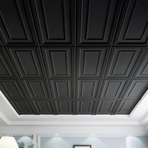 Art3d PVC Ceiling Tiles, 3D Plastic Sheet in Black, 2 x 4 ft - Image 3