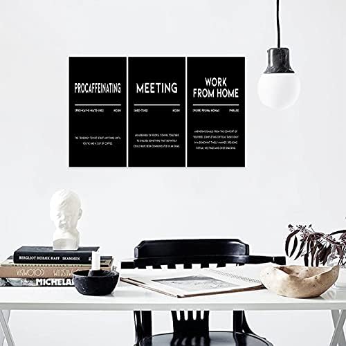 3 Piece Inspirational Canvas Wall Art, Quotes "Procaffeinating - Image 3