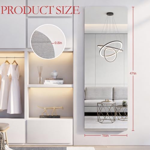 47" x 16" Full Length Body Mirror Wall Mounted, Over The Door Hanging Mirror - Image 5