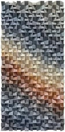 LIUZEYUE Textured Wall Sculpture, Pine Blockwork - Image 2