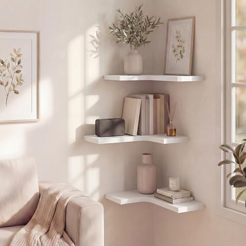 Corner Floating Shelves for Wall Mounted L-Shaped Wood Corner Wall Shelf - Image 3