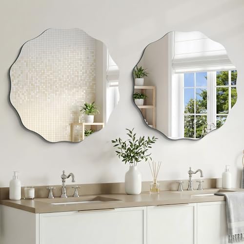 CILIBER Wavy Mirror for Wall, 3mm Tempered Glass Decorative Bathroom Vanity - Image 3