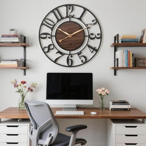 14 Inch Black Arabic Numeral Large Wall Clock - Image 5