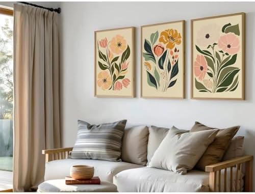 Boho Flower Wall Art Decor Abstract Floral Canvas Wall Art Pictuers Botanical - Image 6