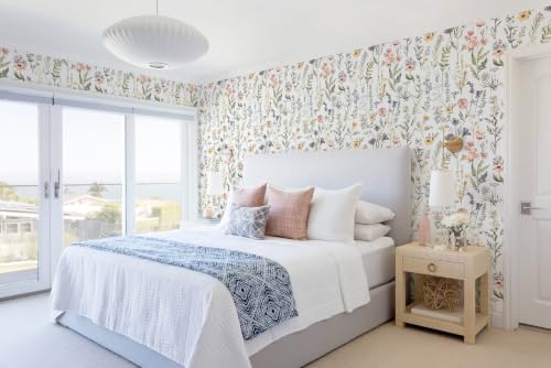 Dimoon Boho Peel and Stick Wallpaper White Floral Contact Paper 17.3x394in - Image 6