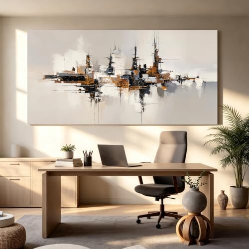 Grey Color Block Large Abstract Canvas Wall Art Decor - Image 5