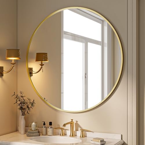 BEAUTYPEAK 40 Inch Round Mirror, Metal Frame Circle Mirror by BEAUTYPEAK