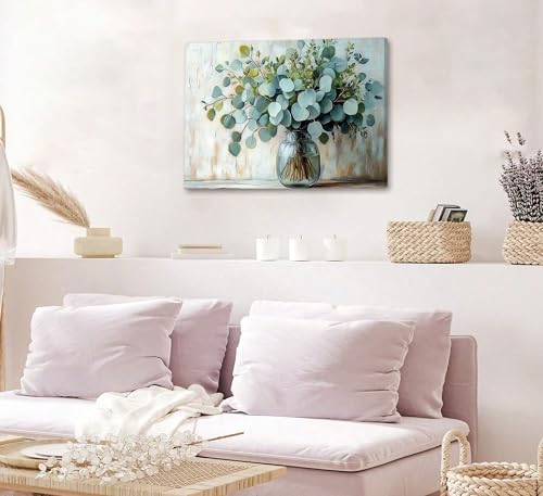 Eucalyptus Flower Vase Canvas Wall Art Sage Green Canvas - Image 7