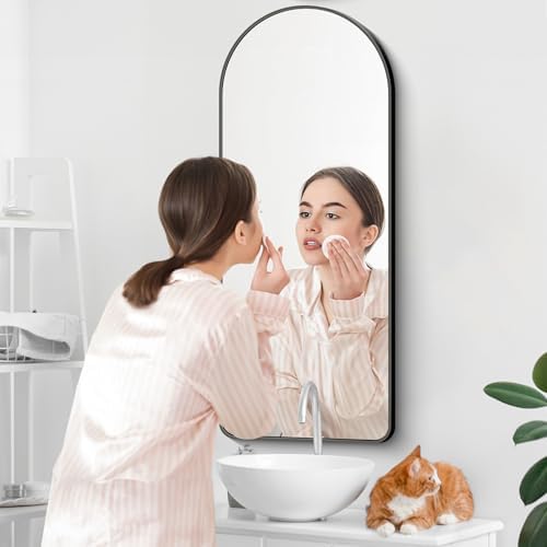 Arched Bathroom Mirror, Wall Mounted Mirror, Vanity Wall Mirror w/Metal Frame - Image 5