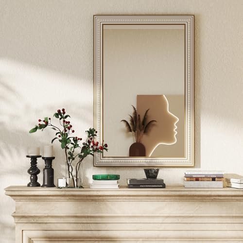 36x24 Inch Wooden Rectangular Wall Mirror, Farmhouse Decorative Mirrors - Image 4