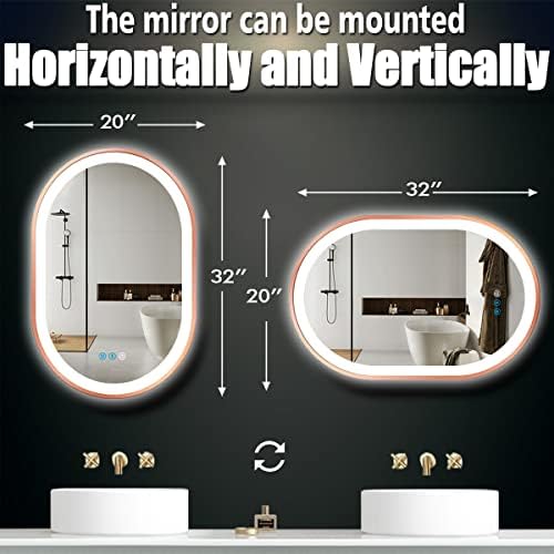 32 X 20 Inch Rose Gold LED Oval Mirror - Image 6