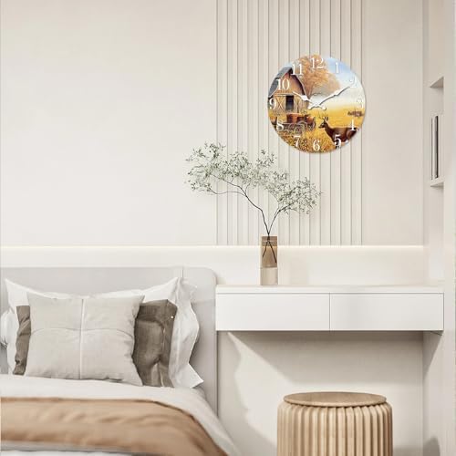 XNM Farmhouse Wooden Wall Clocks Battery Operated 12 Inch - Image 4