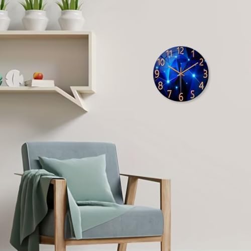 Blue Glass Wall Clock Battery Operated 14 Inch - Image 3